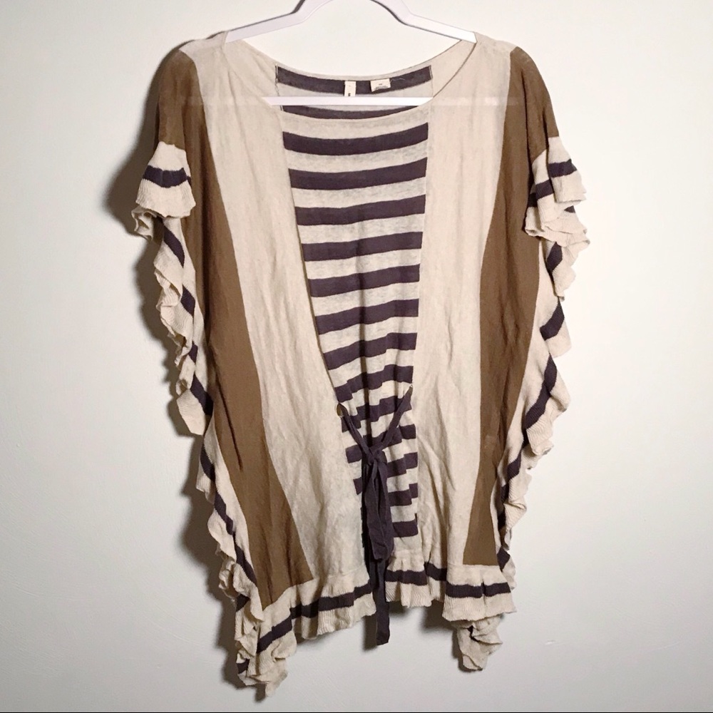 Anthropologie | Ruffled belted poncho top